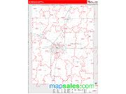 Champaign County, IL <br /> Wall Map <br /> Zip Code <br /> Red Line Style 2025 Map