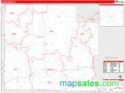 Clay County, IL <br /> Wall Map <br /> Zip Code <br /> Red Line Style 2025 Map