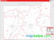 Coles County, IL <br /> Wall Map <br /> Zip Code <br /> Red Line Style 2025 Map