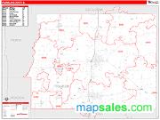 Franklin County, IL <br /> Wall Map <br /> Zip Code <br /> Red Line Style 2025 Map