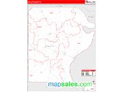 Gallatin County, IL <br /> Wall Map <br /> Zip Code <br /> Red Line Style 2025 Map