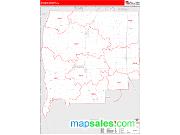 Greene County, IL <br /> Wall Map <br /> Zip Code <br /> Red Line Style 2025 Map