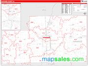 Kankakee County, IL <br /> Wall Map <br /> Zip Code <br /> Red Line Style 2025 Map