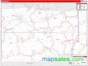 Lee County, IL <br /> Wall Map <br /> Zip Code <br /> Red Line Style 2025 Map