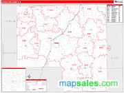 Livingston County, IL <br /> Wall Map <br /> Zip Code <br /> Red Line Style 2025 Map