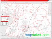 Madison County, IL <br /> Wall Map <br /> Zip Code <br /> Red Line Style 2025 Map