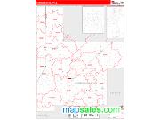 Montgomery County, IL <br /> Wall Map <br /> Zip Code <br /> Red Line Style 2025 Map