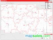 Ogle County, IL <br /> Wall Map <br /> Zip Code <br /> Red Line Style 2025 Map