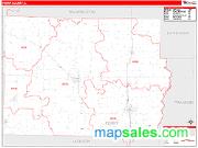 Perry County, IL <br /> Wall Map <br /> Zip Code <br /> Red Line Style 2025 Map