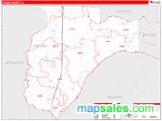 Pulaski County, IL <br /> Wall Map <br /> Zip Code <br /> Red Line Style 2025 Map