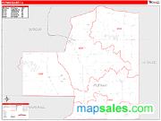 Putnam County, IL <br /> Wall Map <br /> Zip Code <br /> Red Line Style 2025 Map