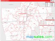 Sangamon County, IL <br /> Wall Map <br /> Zip Code <br /> Red Line Style 2025 Map