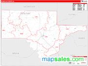 Schuyler County, IL <br /> Wall Map <br /> Zip Code <br /> Red Line Style 2025 Map