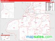 Tazewell County, IL <br /> Wall Map <br /> Zip Code <br /> Red Line Style 2025 Map