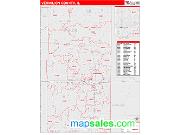 Vermilion County, IL <br /> Wall Map <br /> Zip Code <br /> Red Line Style 2025 Map