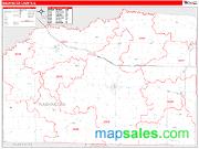 Washington County, IL <br /> Wall Map <br /> Zip Code <br /> Red Line Style 2025 Map