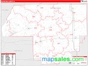 Woodford County, IL <br /> Wall Map <br /> Zip Code <br /> Red Line Style 2025 Map