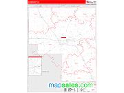Cass County, IN <br /> Wall Map <br /> Zip Code <br /> Red Line Style 2025 Map