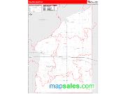 Fountain County, IN <br /> Wall Map <br /> Zip Code <br /> Red Line Style 2025 Map