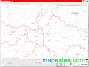 Greene County, IN <br /> Wall Map <br /> Zip Code <br /> Red Line Style 2025 Map