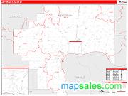 Jefferson County, IN <br /> Wall Map <br /> Zip Code <br /> Red Line Style 2025 Map