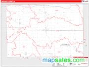 Lagrange County, IN <br /> Wall Map <br /> Zip Code <br /> Red Line Style 2025 Map