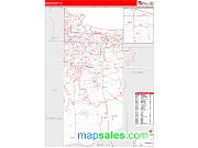 Lake County, IN <br /> Wall Map <br /> Zip Code <br /> Red Line Style 2025 Map