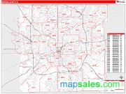 Marion County, IN <br /> Wall Map <br /> Zip Code <br /> Red Line Style 2025 Map
