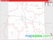 Marshall County, IN <br /> Wall Map <br /> Zip Code <br /> Red Line Style 2025 Map