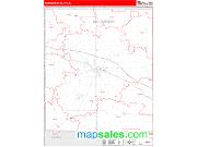 Montgomery County, IN <br /> Wall Map <br /> Zip Code <br /> Red Line Style 2025 Map