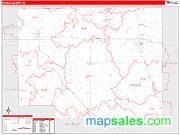 Noble County, IN <br /> Wall Map <br /> Zip Code <br /> Red Line Style 2025 Map