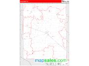 Rush County, IN <br /> Wall Map <br /> Zip Code <br /> Red Line Style 2025 Map