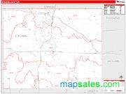Steuben County, IN <br /> Wall Map <br /> Zip Code <br /> Red Line Style 2025 Map