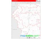 Sullivan County, IN <br /> Wall Map <br /> Zip Code <br /> Red Line Style 2025 Map