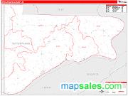 Switzerland County, IN <br /> Wall Map <br /> Zip Code <br /> Red Line Style 2025 Map