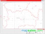 Tipton County, IN <br /> Wall Map <br /> Zip Code <br /> Red Line Style 2025 Map