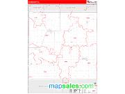 Cass County, IA <br /> Wall Map <br /> Zip Code <br /> Red Line Style 2025 Map
