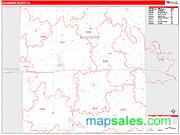 Delaware County, IA <br /> Wall Map <br /> Zip Code <br /> Red Line Style 2025 Map