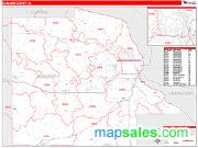 Dubuque County, IA <br /> Wall Map <br /> Zip Code <br /> Red Line Style 2025 Map