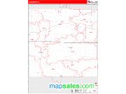 Iowa County, IA <br /> Wall Map <br /> Zip Code <br /> Red Line Style 2025 Map