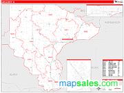 Lee County, IA <br /> Wall Map <br /> Zip Code <br /> Red Line Style 2025 Map
