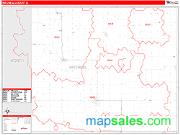 Mitchell County, IA <br /> Wall Map <br /> Zip Code <br /> Red Line Style 2025 Map