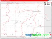 Montgomery County, IA <br /> Wall Map <br /> Zip Code <br /> Red Line Style 2025 Map