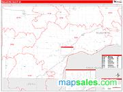 Muscatine County, IA <br /> Wall Map <br /> Zip Code <br /> Red Line Style 2025 Map