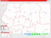 Plymouth County, IA <br /> Wall Map <br /> Zip Code <br /> Red Line Style 2025 Map