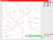 Ringgold County, IA <br /> Wall Map <br /> Zip Code <br /> Red Line Style 2025 Map