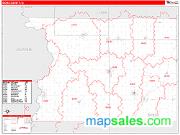 Sioux County, IA <br /> Wall Map <br /> Zip Code <br /> Red Line Style 2025 Map