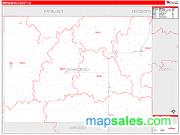 Winnebago County, IA <br /> Wall Map <br /> Zip Code <br /> Red Line Style 2025 Map