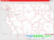 Woodbury County, IA <br /> Wall Map <br /> Zip Code <br /> Red Line Style 2025 Map