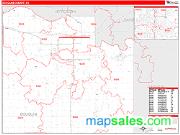 Douglas County, KS <br /> Wall Map <br /> Zip Code <br /> Red Line Style 2025 Map
